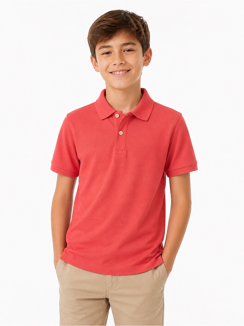 The Children's Place Boys Coral Red Short Sleeve Polo - 0475